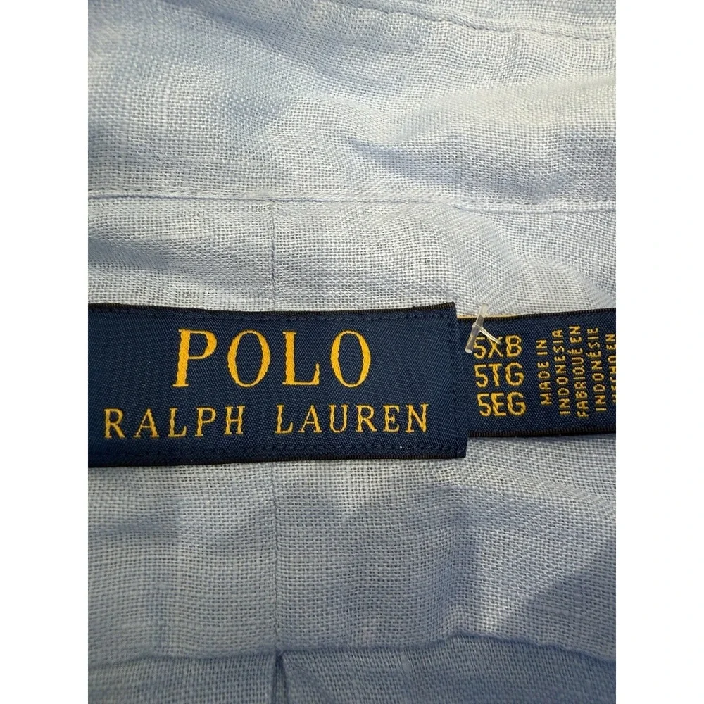 Polo Ralph Lauren Long Sleeve Classic Fit Linen Shirt  5XB Blue NWT